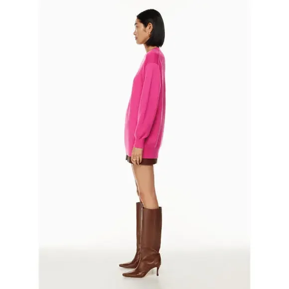 WILFRED S Small Hot Pink Pullover Knit Sweater Dress Tunic Women's Chic Wool - Picture 3 of 9